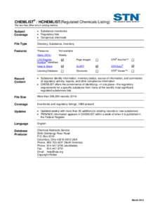 CHEMLIST Database Summary Sheet (DBSS)