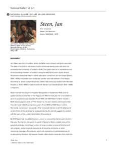 National Gallery of Art NATIONAL GALLERY OF ART ONLINE EDITIONS Dutch Paintings of the Seventeenth Century Steen, Jan Also known as