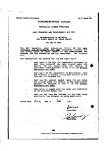 Australian Capital Territory Gazette  No. 9.4 March 1992 GOVERNMENT NOTICES Continued AUSTRALIAN CAPITAL TERRITORY