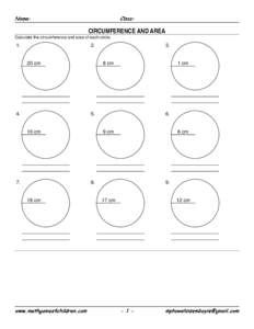 CIRCUMFERENCE AND AREA Calculate the circumference and area of each circle.