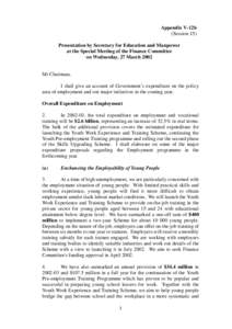 Appendix V-12b (Session 15) Presentation by Secretary for Education and Manpower at the Special Meeting of the Finance Committee on Wednesday, 27 March 2002