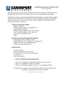 Microsoft Word - CHS Suicide Intent Response Protocol.doc
