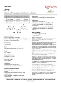 Data sheet  GTP Guanosine 5′-Triphosphate, 100 mM sodium salt solution Cat. No.