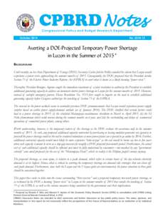 AVERTING THE LUZON POWER CRISIS IN 2015