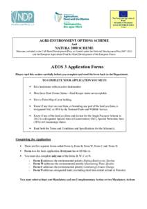 AGRI-ENVIRONMENT OPTIONS SCHEME And NATURA 2000 SCHEME Measures included in the CAP Rural Development Plan, co-funded under the National Development Plan[removed]and the European Agricultural Fund for Rural Development