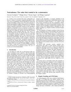 GEOPHYSICAL RESEARCH LETTERS, VOL. 37, L18104, doi:[removed]2010GL044009, 2010  Nostradamus: The radar that wanted to be a seismometer