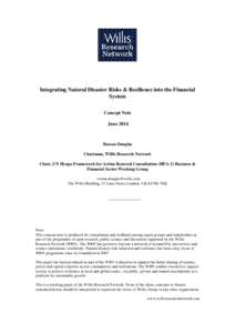 Integrating Disaster Risks & Resilience into the Financial System - Summary Briefing for HFA-2 Consultation Process and UN Climate Action Summit 23 September 2014