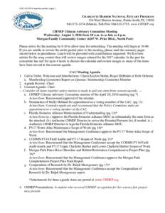 CACagenda packet, page 1  CHARLOTTE HARBOR NATIONAL ESTUARY PROGRAM 326 West Marion Avenue, Punta Gorda, FL3374 (Maran), Toll-Free, www.CHNEP.org CHNEP Citizens Advisory Committee Me