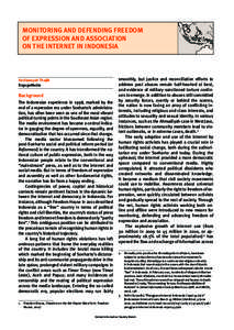 Monitoring and defending freedom of expression and association on the internet in Indonesia Ferdiansyah Thajib EngageMedia