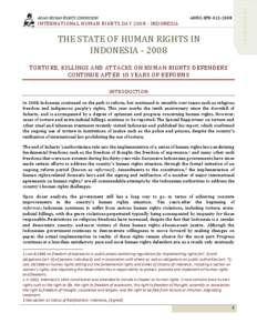       THE STATE OF HUMAN RIGHTS IN  INDONESIA ‐ 2008 