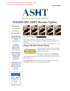 HANDS ON! ASHT Member Update