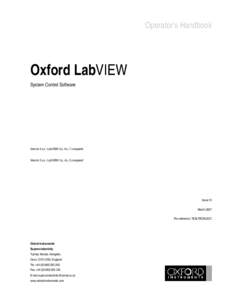 Operator’s Handbook  Oxford LabVIEW System Control Software  Version 5.x.x : LabVIEW 5.x, 6.x, 7.x required