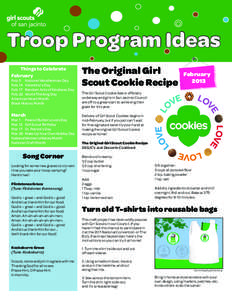 Troop Program Ideas Things to Celebrate February Feb. 5	 National Weatherman Day Feb. 14	 Valentine’s Day
