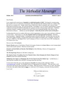 The Methodist Messenger October , 2013 Londonderry United Methodist Church  Volume 27, Issue 8