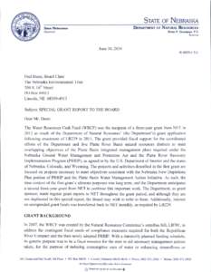 Benefits Accrued from Projects and Activities Partially Funded by the Department of Natural Resources Water Resources Cash Fund Through a Grant from the Nebraska Environmental Trust Fund Under LB229, 2011  Submitted 