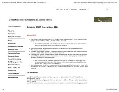 Department of Revenue: Business Taxes Schedule OSMP Instructions 2011