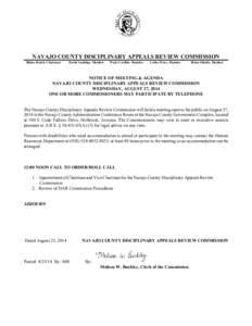 NAVAJO COUNTY DISCIPLINARY APPEALS REVIEW COMMISSION Blaine Hatch, Chairman David Coolidge, Member  Wade Carlisle, Member