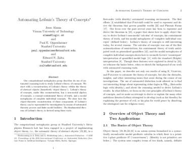 Automating Leibniz’s Theory of Concepts  Automating Leibniz’s Theory of Concepts∗ Jesse Alama Vienna University of Technology 