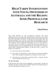 High tariff interventions with young offenders in Australia and the region : some proposals for research