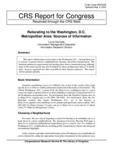 Order Code RS20505 Updated May 4, 2001 CRS Report for Congress Received through the CRS Web