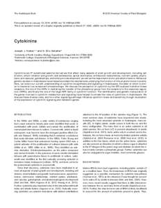 The Arabidopsis Book	  © 2013 American Society of Plant Biologists First published on January 13, 2014: e0168. doi: [removed]tab.0168 This is an updated version of a chapter originally published on March 27, 2002, e0063.