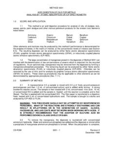 METHOD 3031 ACID DIGESTION OF OILS FOR METALS ANALYSIS BY ATOMIC ABSORPTION OR ICP SPECTROMETRY 1.0  SCOPE AND APPLICATION