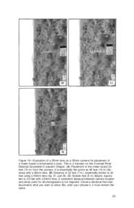 Figure 16—Evaluation of a 35mm lens on a 35mm camera for placement of a meter board to emphasize a topic. This is a transect on the Crooked River National Grassland in eastern Oregon. (A) Placement of the meter board 3