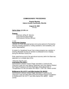 County commission / Commissioner Johnson / Lind /  Washington / Adams County /  Washington