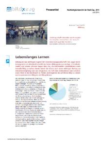 Presseartikel  Lehrbetrieb des Vereins Zuger Berufsbildungs-Verbund Nachhaltigkeitsbericht der Stadt Zug , 2014 Juni 2014