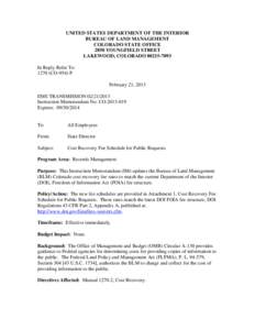 UNITED STATES DEPARTMENT OF THE INTERIOR BUREAU OF LAND MANAGEMENT COLORADO STATE OFFICE 2850 YOUNGFIELD STREET LAKEWOOD, COLORADO[removed]In Reply Refer To: