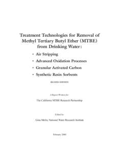 Treatment Technologies for Removal of Methyl Tertiary Butyl Ether (MTBE) from Drinking Water : ✦  Air Stripping
