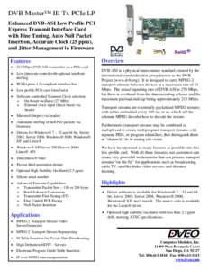 DVB Master III Tx LP PCIe -- Low Profile PCI Express Transmit Interface Card