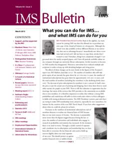 Volume 42 • Issue 2  IMS  Bulletin March 2013