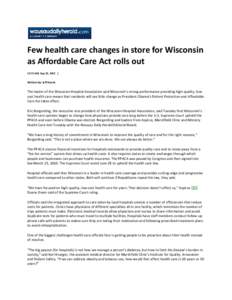 Healthcare reform in the United States / Healthcare in the United States / Marshfield Clinic / Wood County /  Wisconsin / Patient Protection and Affordable Care Act / Patient safety / Fee-for-service / Health care / Medicine / Health / Health economics