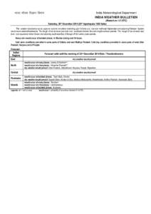 Hkkjr ekSle foKku foHkkx  India Meteorological Department INDIA WEATHER BULLETIEN (Based on 12 UTC)