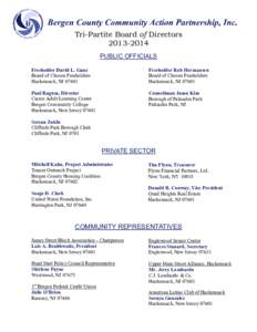 Tri-Partite Board of Directors[removed]PUBLIC OFFICIALS Freeholder David L. Ganz Board of Chosen Freeholders Hackensack, NJ 07601