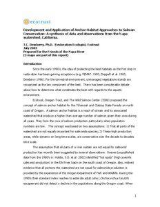 Development and Application of Anchor Habitat Approaches to Salmon Conservation: A synthesis of data and observations from the Napa watershed, California.