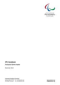 IPC Handbook Paralympic Games chapter November 2013 International Paralympic Committee Adenauerallee[removed]