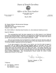 State of South Carolina Office of the State Auditor 1401 MAIN STREET, SUITE 1200 COLUMBIA, S.C[removed]THOMAS L. WAGNER, JR., CPA STATE AUDITOR