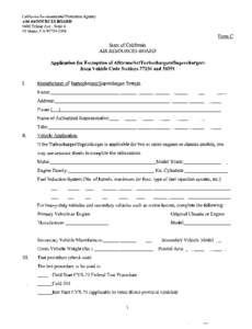 Form: (Form C) Application for Exemption of Aftermarket Turbochargers / Superchargers from Vehicle Codes[removed]and 38391