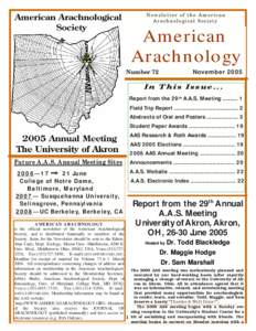 Newsletter of the American Arachnological Society American Arachnology Number 72