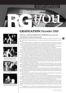 THE INTERNAL NEWSLETTER OF THE ROBERT GORDON UNIVERSITY