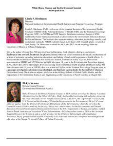 Biographies of Key Participants in Women and the Environment Summit