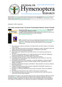 Editor-in-Chief: Dr Stefan Schmidt, Zoologische Staatssammlung, Munich, Germany. Managing Editor: Dr Lyubomir Penev, Pensoft Publishers, Bulgaria. Editorial Office: Pensoft Publishers, Geo Milev Street 13a, 1111 Sofia, B