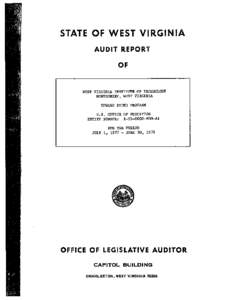 VIRGINIA  STATE OF WEST AUDIT REPORT OF