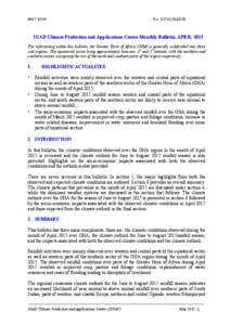 MAYNo. ICPACIGAD Climate Prediction and Applications Centre Monthly Bulletin, APRIL 2015 For referencing within this bulletin, the Greater Horn of Africa (GHA) is generally subdivided into three