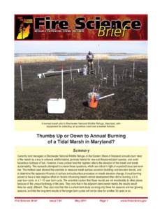 A burned marsh plot in Blackwater National Wildlife Refuge, Maryland, with equipment for collecting an accretion core from a marker horizon. Thumbs Up or Down to Annual Burning of a Tidal Marsh in Maryland? Summary