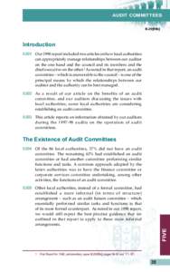 AUDIT COMMITTEES B.29[99b] IntroductionOur 1998 report included two articles on how local authorities can appropriately manage relationships between our auditor