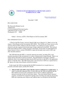 Advisory on EPA’s Draft Report on the Environment 2003