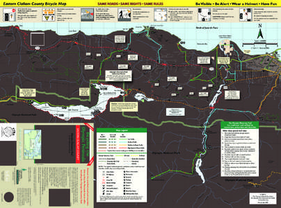 Eastern Clallam County Bicycle Map ❚ LIKE a CAR—scan behind, yield, signal and when safe, move into the left lane and turn left.  Yield to pedestrians in the